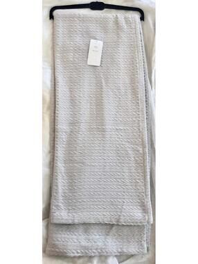 NWT INUP Home Light Gray Woven Throw Blanket 100% Cotton Portugal 51" x 69"